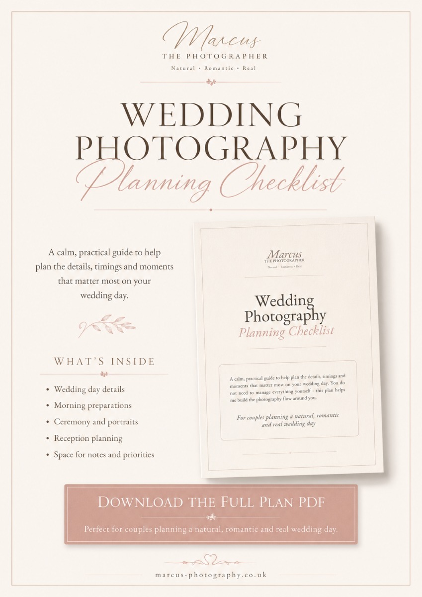 Wedding photography planning example for couples in Kent