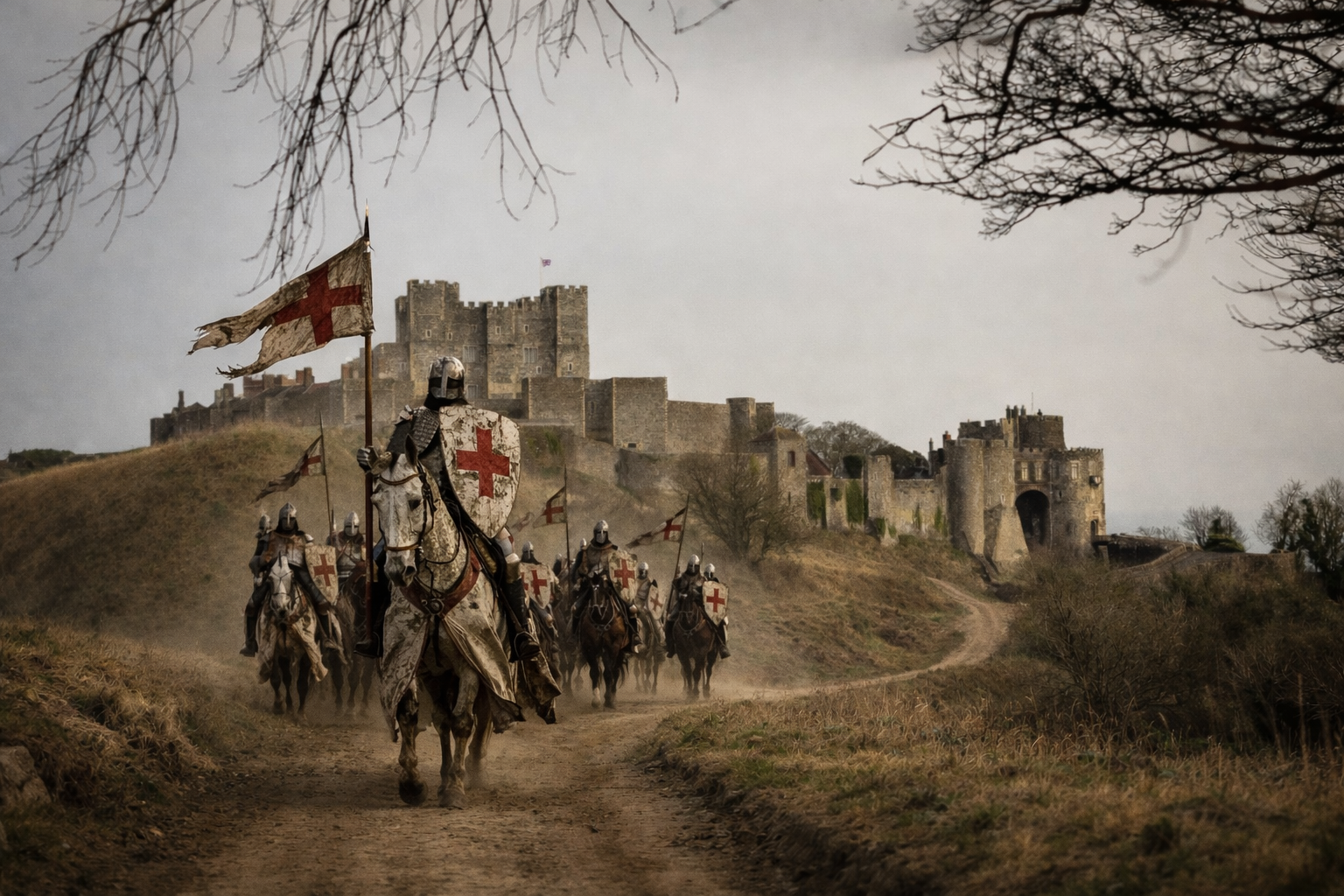 Knights on horses Dover Castle