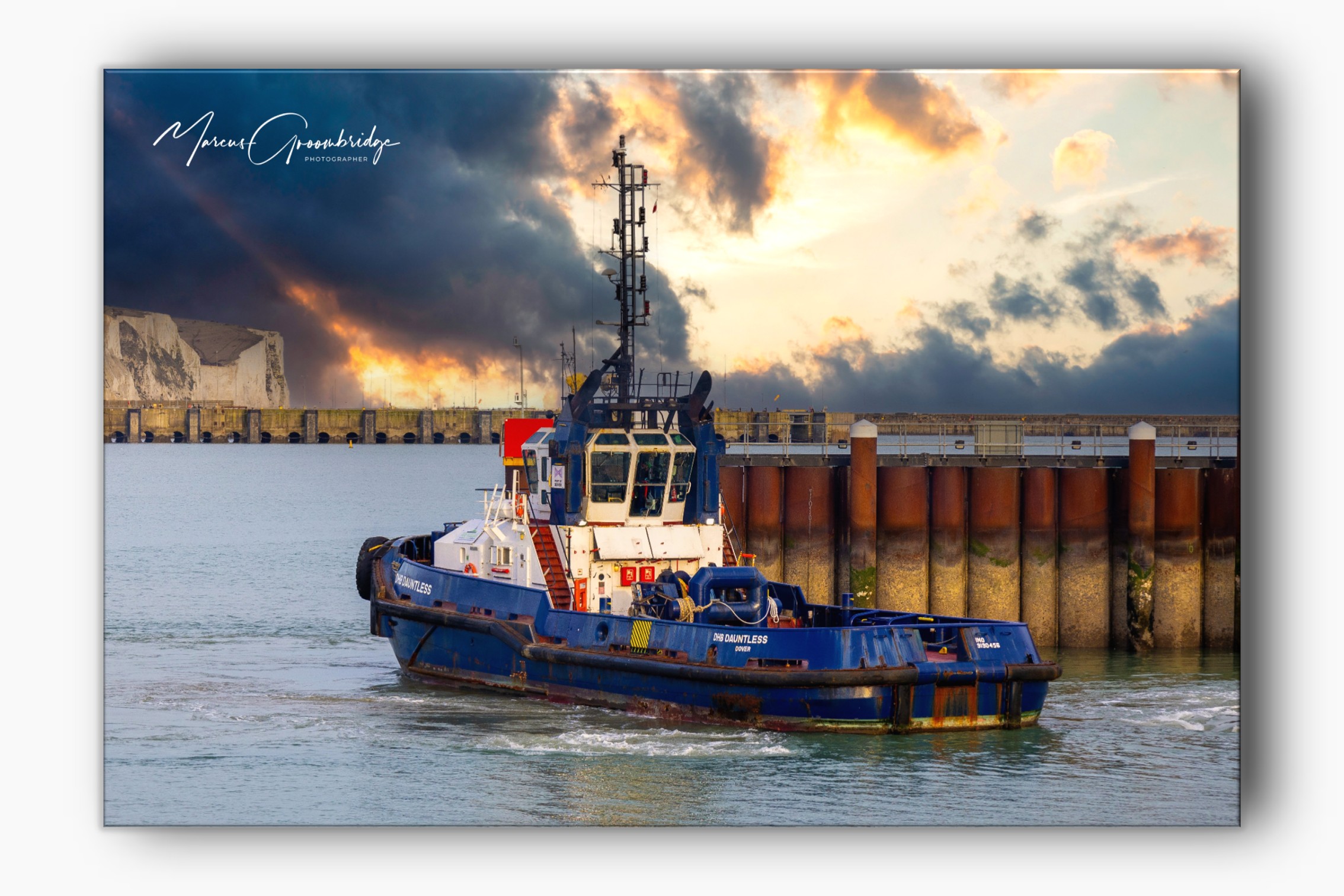 A tug leaving the tug haven in the port