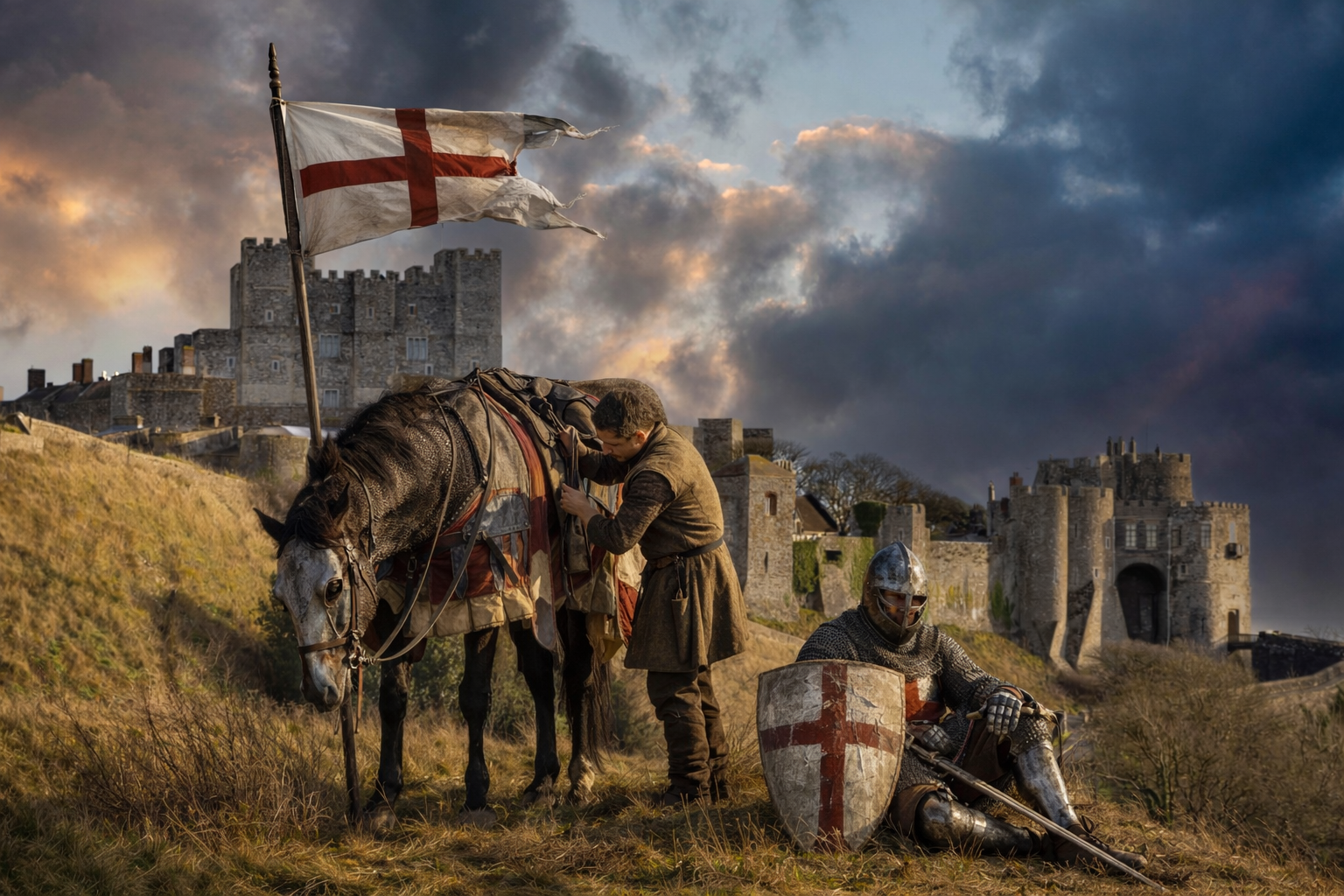 A Knight and Squire resting - Dover Castle
