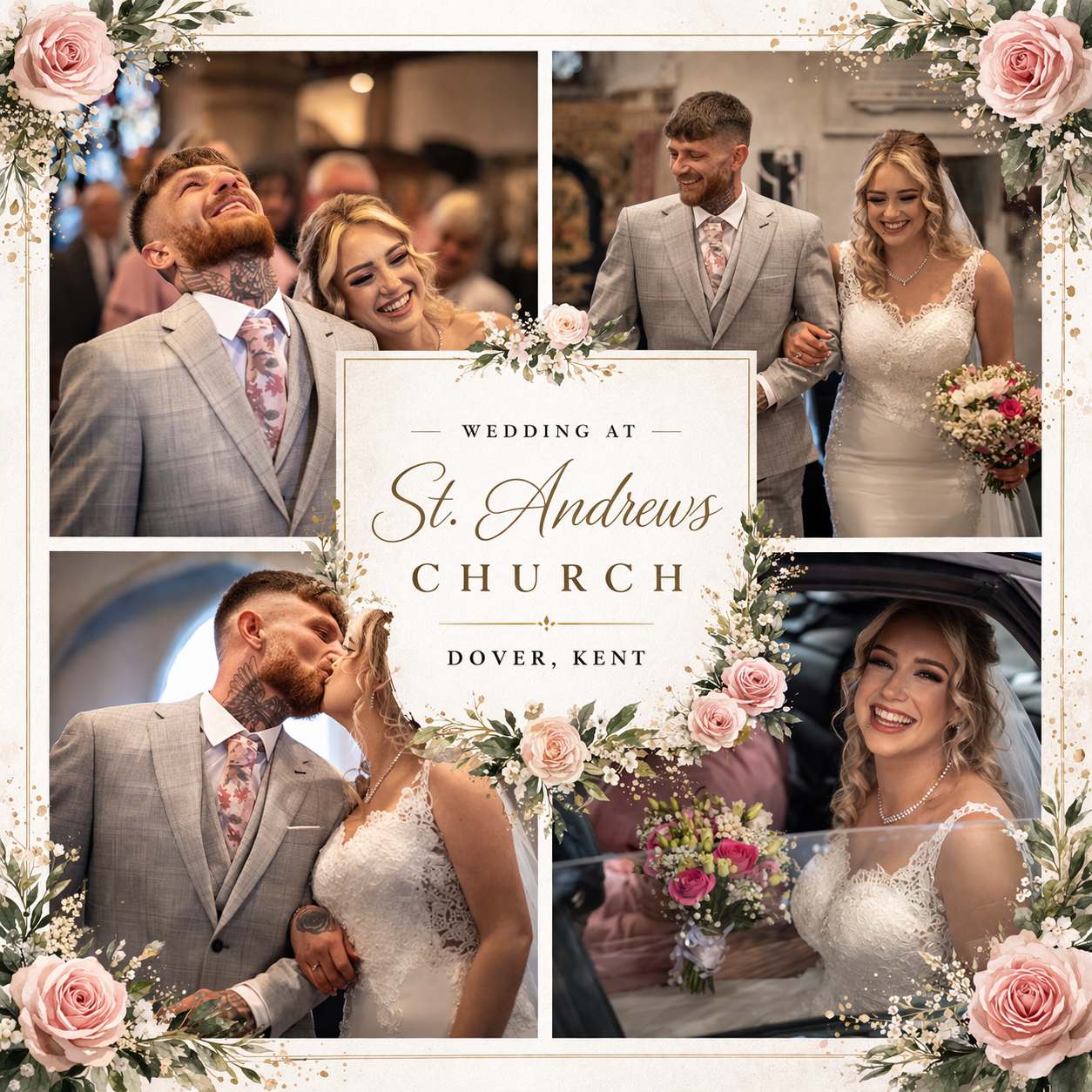 Danielle and Adam at St Andrews Church in Dover, Kent.