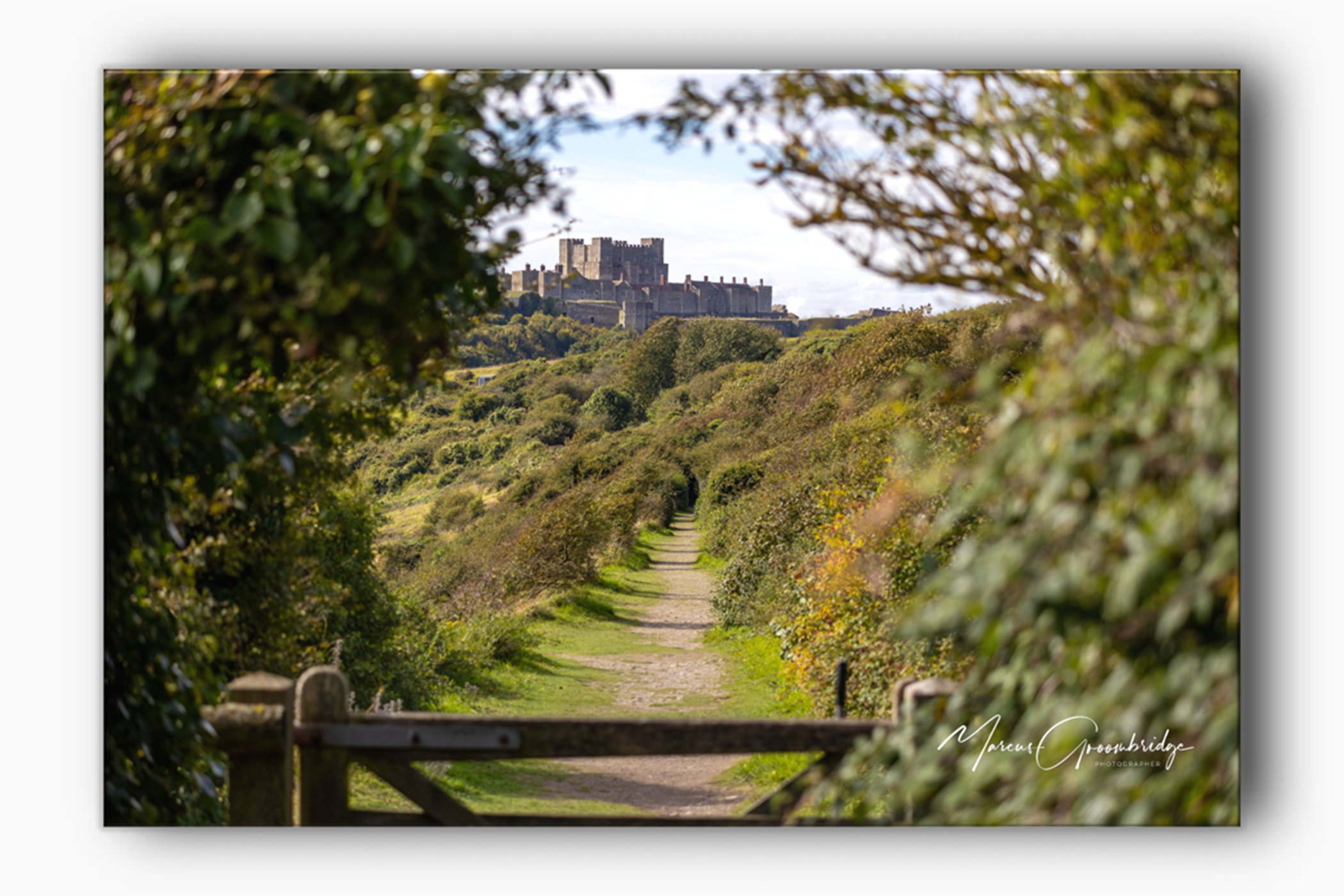 Dover Castle looking over a wooden gate