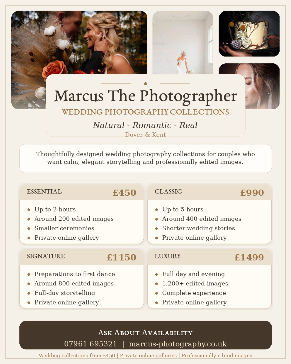 Wedding photography prices in Kent by Marcus The Photographer