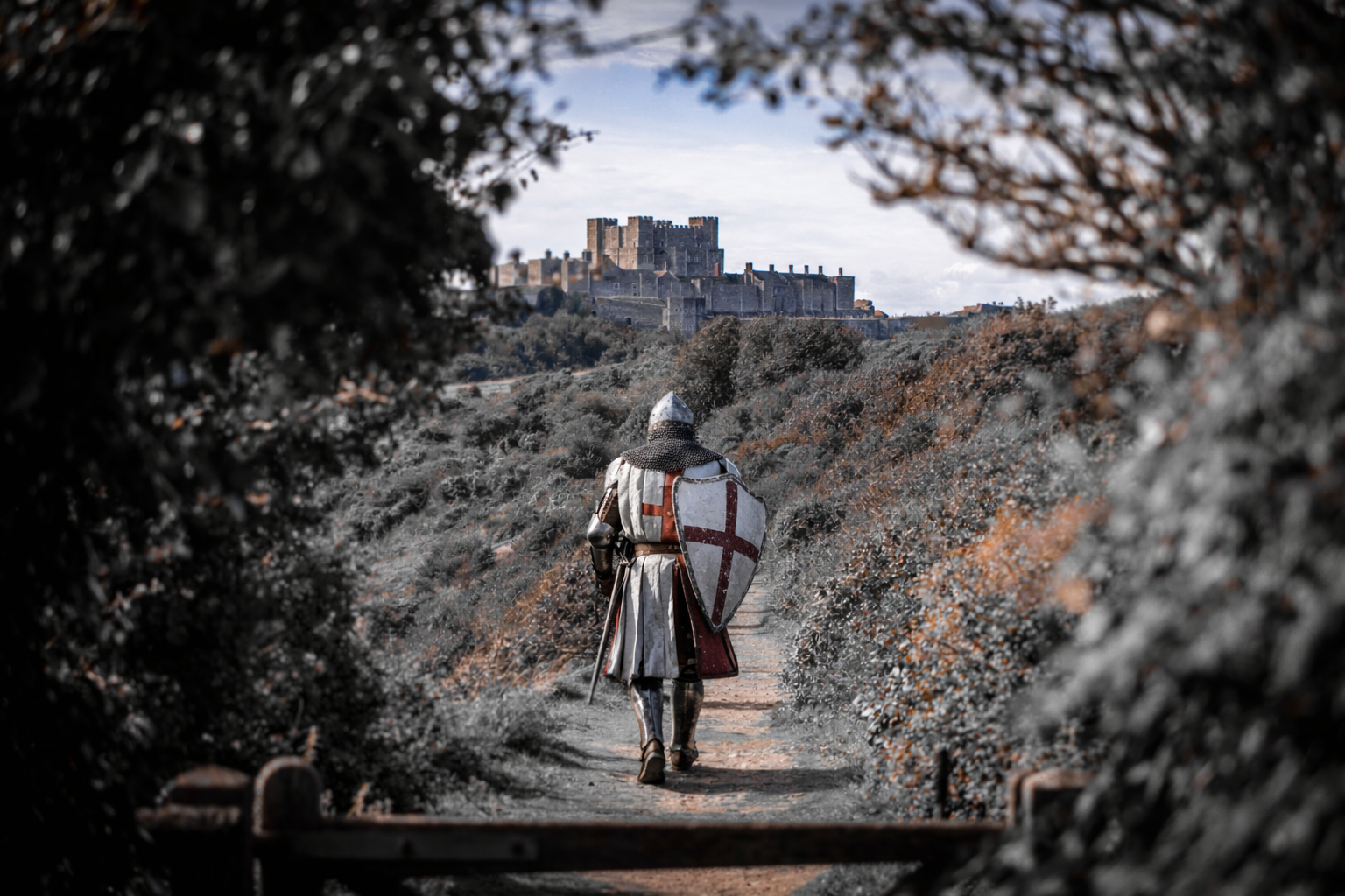 Knight Walking towards Dover Castle