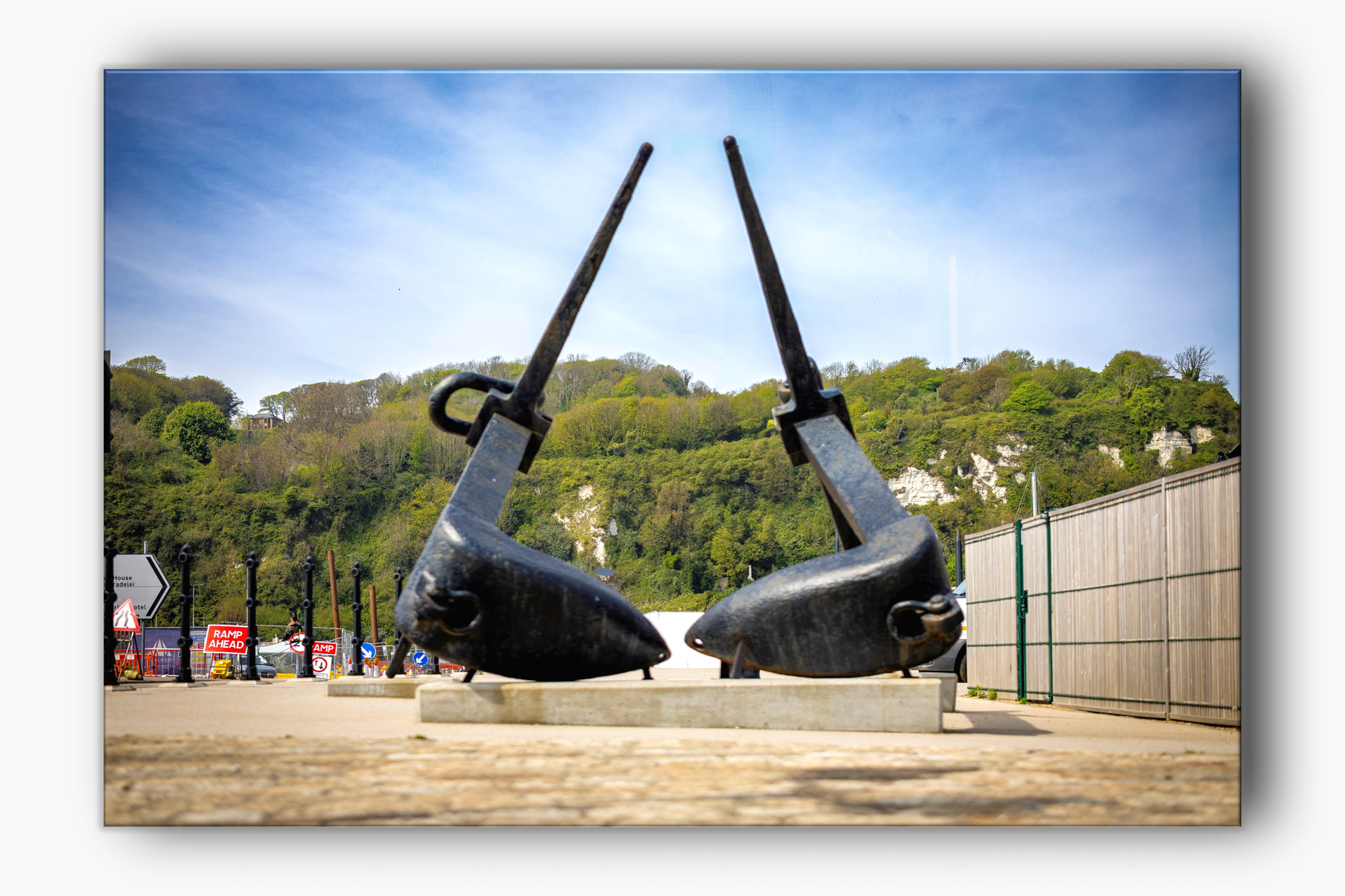 Two anchors at the Marina Curve